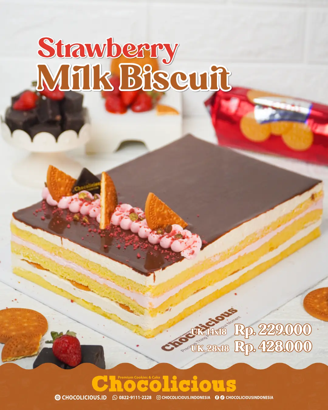 Strawberry Milk Biscuit Cake
